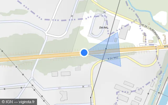 Vue plan de l'emplacement du radar tourelle à Thenelles sur D 1029 / E 44