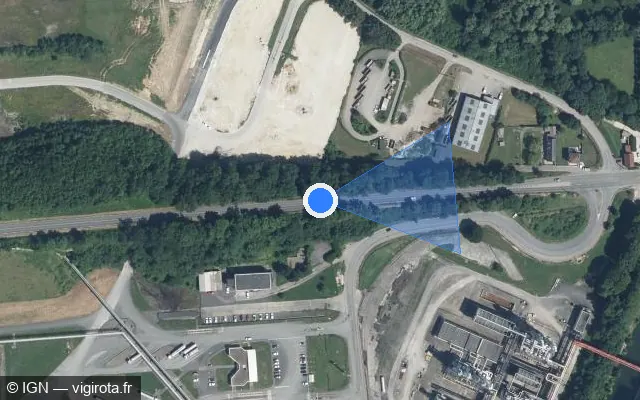 Vue satellite de l'emplacement du radar tourelle à Thenelles sur D 1029 / E 44