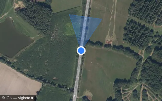 Vue satellite de l'emplacement du radar tourelle à Marzan sur D 139
