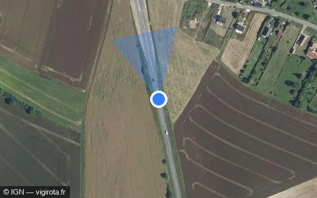 Vue satellite de l'emplacement du radar tourelle à Beauvoir sur D 916