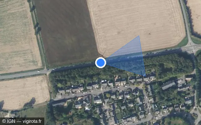 Vue satellite de l'emplacement du radar tourelle à Chavagne sur D 34