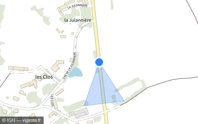 Vue plan de l'emplacement du radar tourelle à Crulai sur D 918