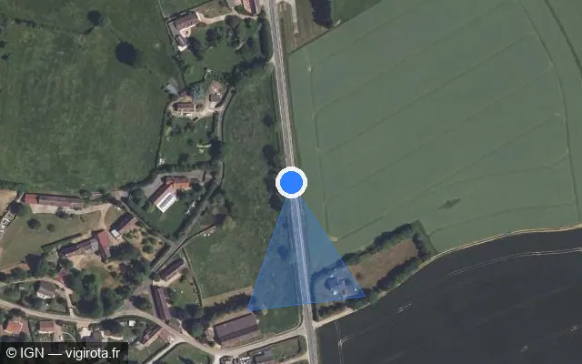 Vue satellite de l'emplacement du radar tourelle à Crulai sur D 918