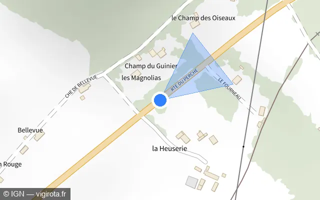 Vue plan de l'emplacement du radar tourelle à Sillé-le-Philippe sur D 301