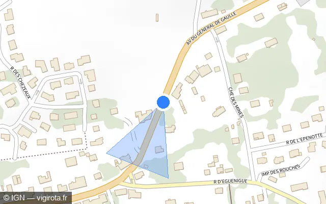 Vue plan de l'emplacement du radar tourelle à Eguenigue sur Avenue du Général de Gaulle / D 83