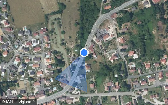 Vue satellite de l'emplacement du radar tourelle à Eguenigue sur Avenue du Général de Gaulle / D 83