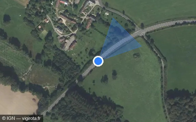 Vue satellite de l'emplacement du radar tourelle à La Chaux sur D 908