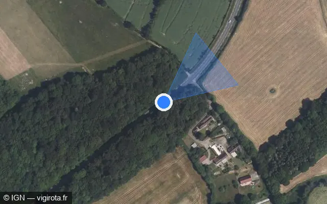 Vue satellite de l'emplacement du radar tourelle à Saint-Martin-d'Écublei sur D 930