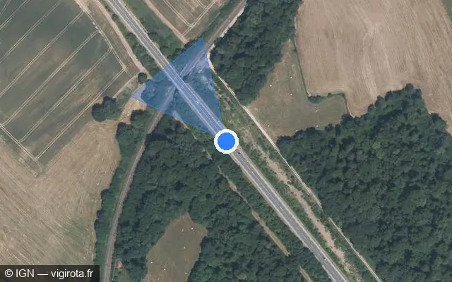 Vue satellite de l'emplacement du radar tourelle à Bourogne sur N 19 / E 27