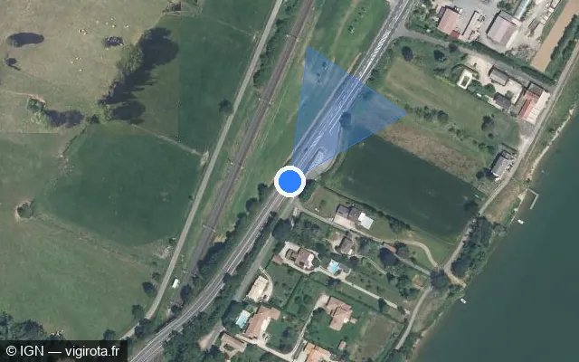 Vue satellite de l'emplacement du radar tourelle à Saint-Martin-Belle-Roche sur D 906