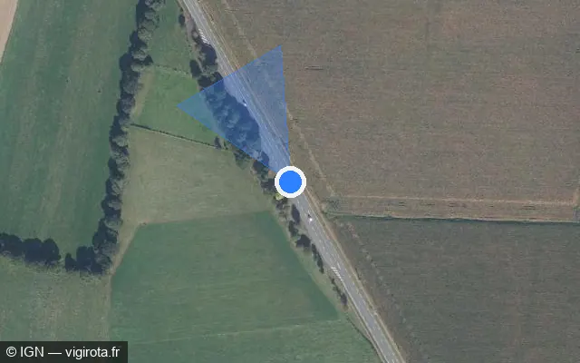 Vue satellite de l'emplacement du radar tourelle à La Chapelle-Fleurigné sur N 12
