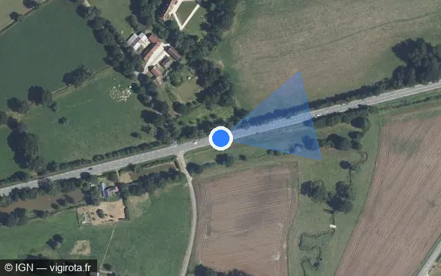 Vue satellite de l'emplacement du radar tourelle à Saint-Mars-d'Égrenne sur Route Lieutenant Eustis / D 976