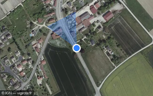 Vue satellite de l'emplacement du radar tourelle à Couvrot sur Route Nationale / N 44