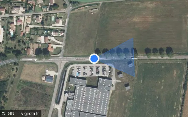Vue satellite de l'emplacement du radar tourelle à Lacrost sur Route des Alpes / D 975