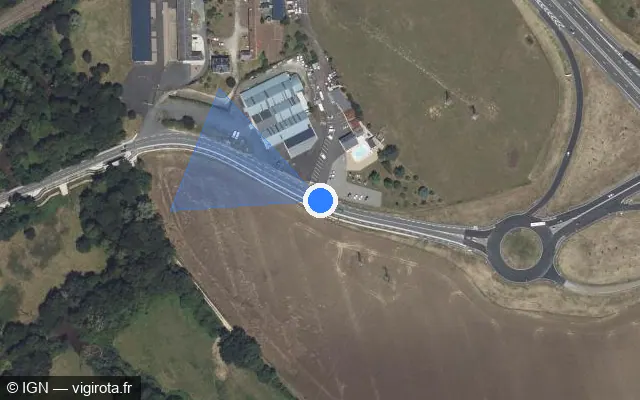 Vue satellite de l'emplacement du radar tourelle à Déols sur D 925