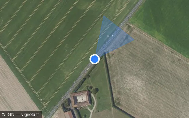 Vue satellite de l'emplacement du radar tourelle à Mauperthuis sur D 402