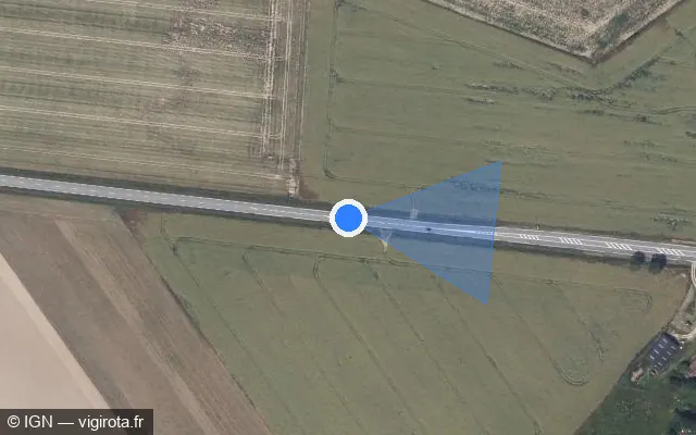 Vue satellite de l'emplacement du radar tourelle à Toutainville sur Route de Caen / D 675