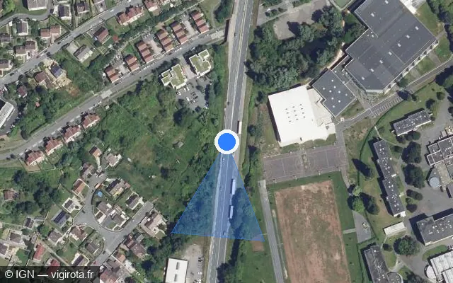 Vue satellite de l'emplacement du radar tourelle à Nogent-sur-Oise sur D 200