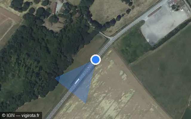 Vue satellite de l'emplacement du radar tourelle à Armentières-sur-Avre sur N 12