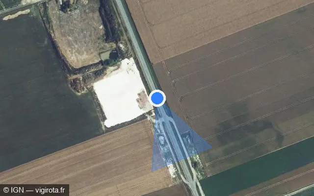 Vue satellite de l'emplacement du radar tourelle à Juniville sur D 985