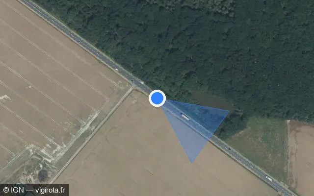 Vue satellite de l'emplacement du radar tourelle à Auzouer-en-Touraine sur N 10