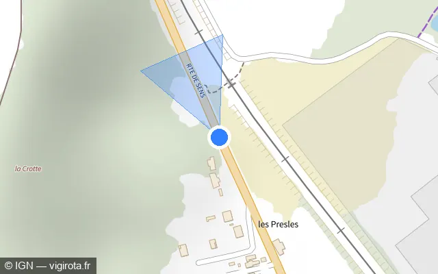 Vue plan de l'emplacement du radar tourelle à Gron sur Route de Sens / D 72