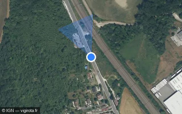 Vue satellite de l'emplacement du radar tourelle à Gron sur Route de Sens / D 72