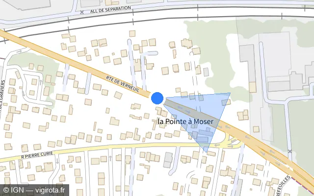 Vue plan de l'emplacement du radar tourelle à Les Mureaux sur Route de Verneuil / D 154