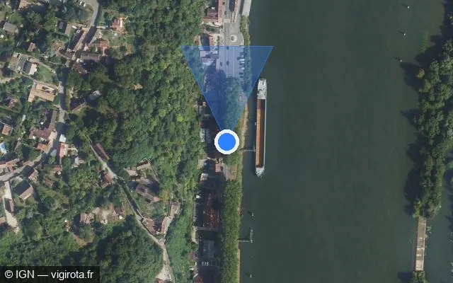 Vue satellite de l'emplacement du radar tourelle à Rolleboise sur Rue Nationale / D 113