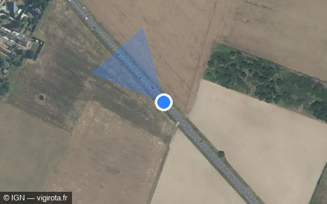 Vue satellite de l'emplacement du radar tourelle à Esvres sur D 943