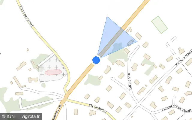 Vue plan de l'emplacement du radar tourelle à Bosrobert sur Route Nationale 138 / D 438