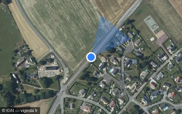 Vue satellite de l'emplacement du radar tourelle à Bosrobert sur Route Nationale 138 / D 438