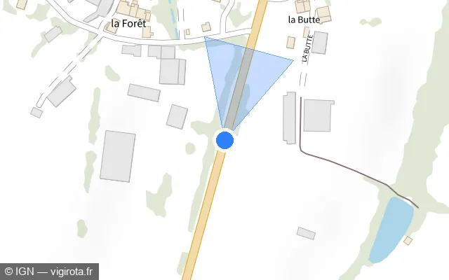Vue plan de l'emplacement du radar tourelle à Chanverrie sur D 160