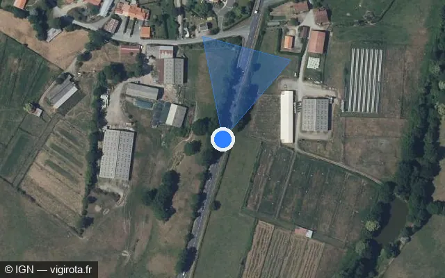 Vue satellite de l'emplacement du radar tourelle à Chanverrie sur D 160