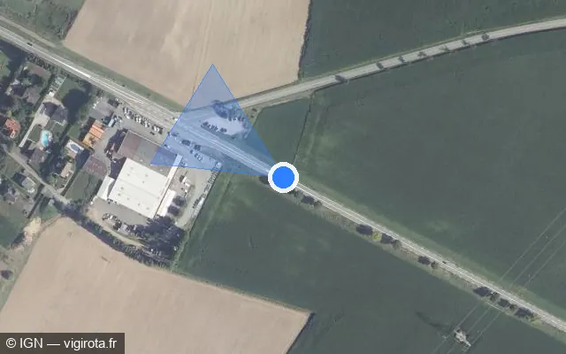 Vue satellite de l'emplacement du radar tourelle à Jettingen sur D 419