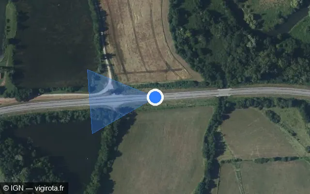 Vue satellite de l'emplacement du radar tourelle à Nassandres sur Risle sur D 613
