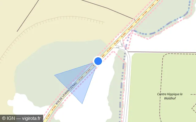 Vue plan de l'emplacement du radar tourelle à La Wantzenau sur Route de la Wantzenau / M 223