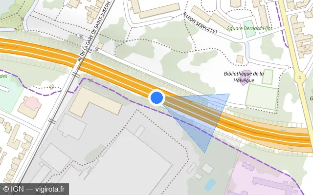 Vue plan de l'emplacement du radar tourelle à Nantes sur N 844 / E 62 / Périphérique Intérieur