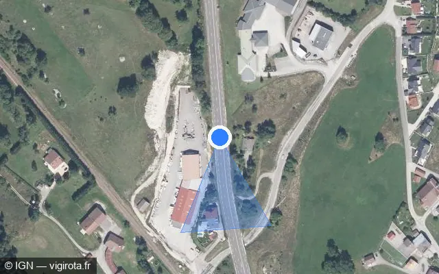 Vue satellite de l'emplacement du radar tourelle à Morbier sur N 5