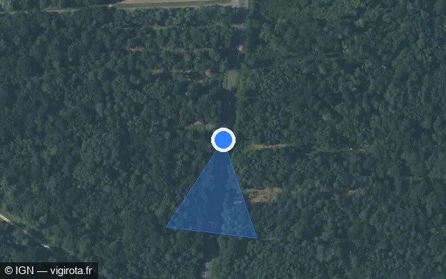 Vue satellite de l'emplacement du radar tourelle à Chéu sur N 77