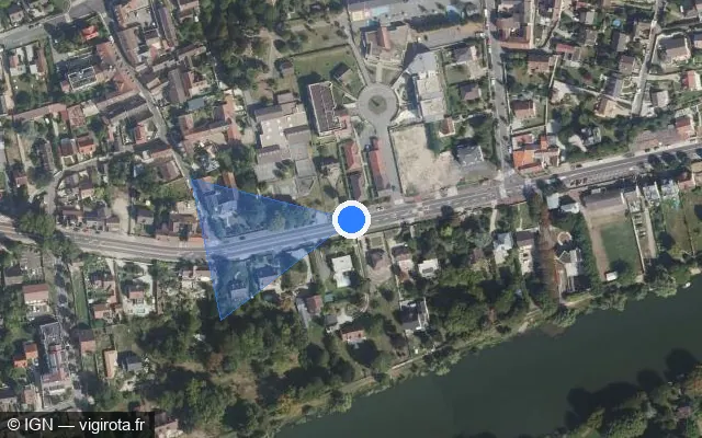 Vue satellite de l'emplacement du radar tourelle à Juziers sur Avenue de Paris / D 190