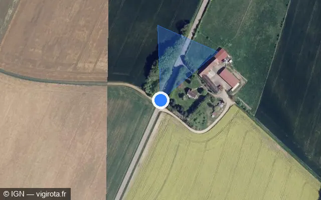 Vue satellite de l'emplacement du radar tourelle à Molosmes sur D 944