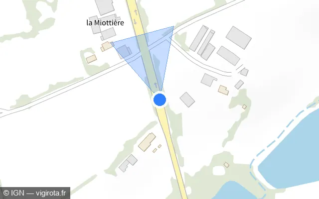 Vue plan de l'emplacement du radar tourelle à Moutiers-les-Mauxfaits sur D 747