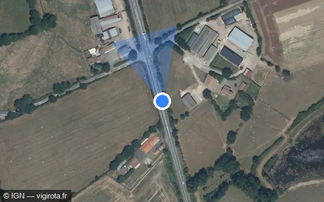 Vue satellite de l'emplacement du radar tourelle à Moutiers-les-Mauxfaits sur D 747