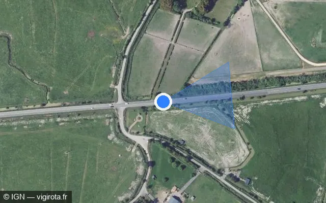 Vue satellite de l'emplacement du radar tourelle à Varaville sur Chaussée de Varaville / D 27