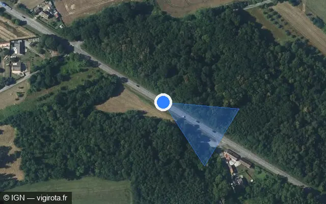Vue satellite de l'emplacement du radar tourelle à Fontaine-Bellenger sur D 6015