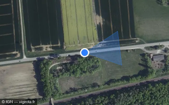 Vue satellite de l'emplacement du radar tourelle à Vendeuvre-sur-Barse sur D 619