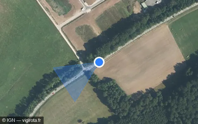 Vue satellite de l'emplacement du radar tourelle à Niedersoultzbach sur D 6