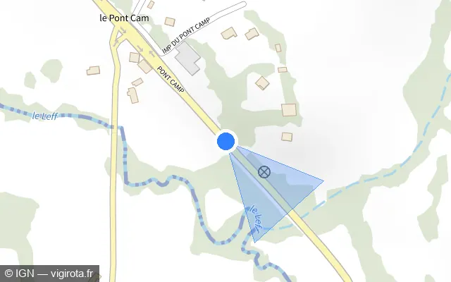 Vue plan de l'emplacement du radar tourelle à Plouvara sur D 7
