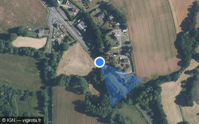 Vue satellite de l'emplacement du radar tourelle à Plouvara sur D 7